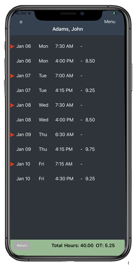 Tap an employee's name and you can see his or her transactions.