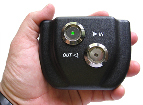 The Tap clock is about the size of a deck of cards. It's incredibly portable; just plug it into your PC to download the data it collects.